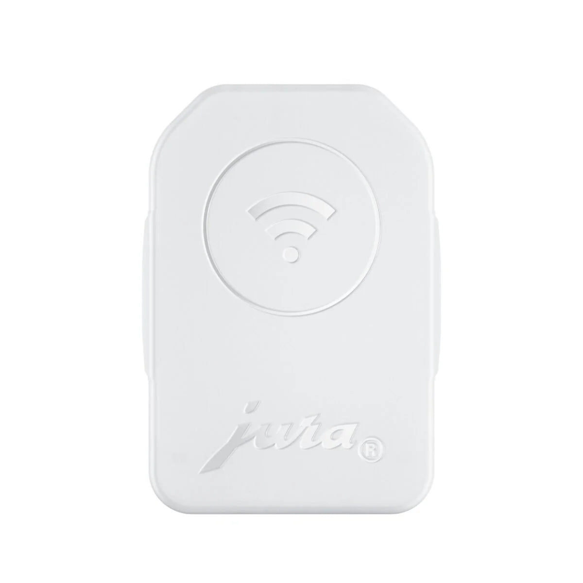 JURA WiFi Connect V2 (24323) biely modul s vyrazeným symbolom Wi‑Fi a logom JURA na hladkom plastovom povrchu