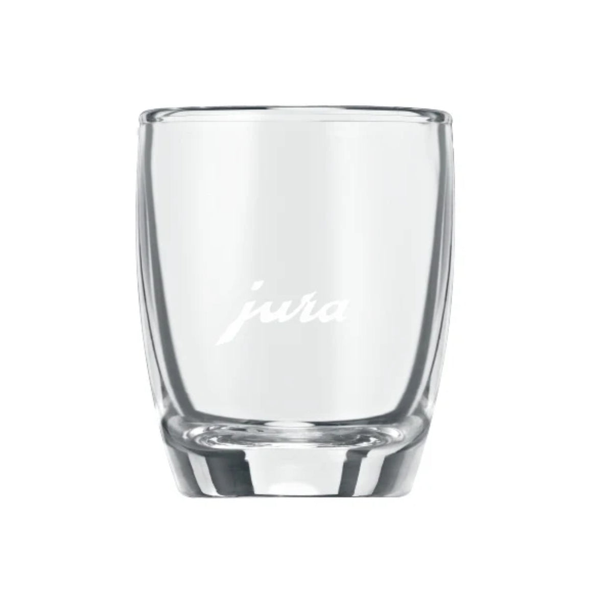 JURA Sada pohárov na espresso 2 ks (71451) – priehľadný dvojstenný pohár na espresso s logom JURA na bielom pozadí