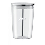 JURA Glass milk container (72570), transparent glass container with metal lid and JURA logo
