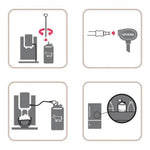 Nivona milk nozzle (NIML220) – schematic icons showing tube connection to milk container and connector with logo