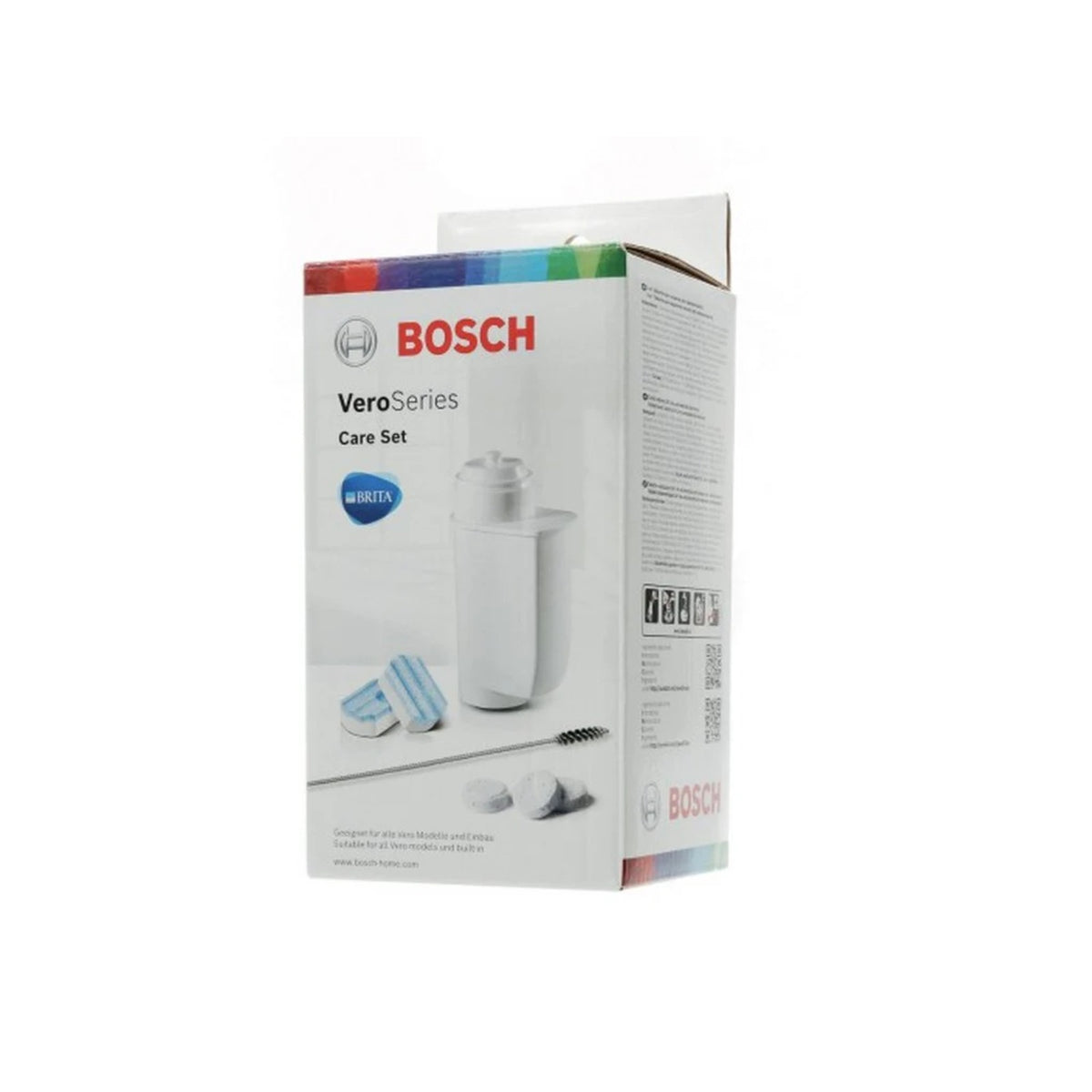Bosch Sada pre údržbu kávovaru (TCZ8004A) – balenie s obrázkom filtra BRITA, čistiace tyčinky a kefka
