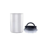 Airscape Stainless steel coffee canister 500 g brushed silver (AS0107) – open stainless cylindrical canister with separate black lid