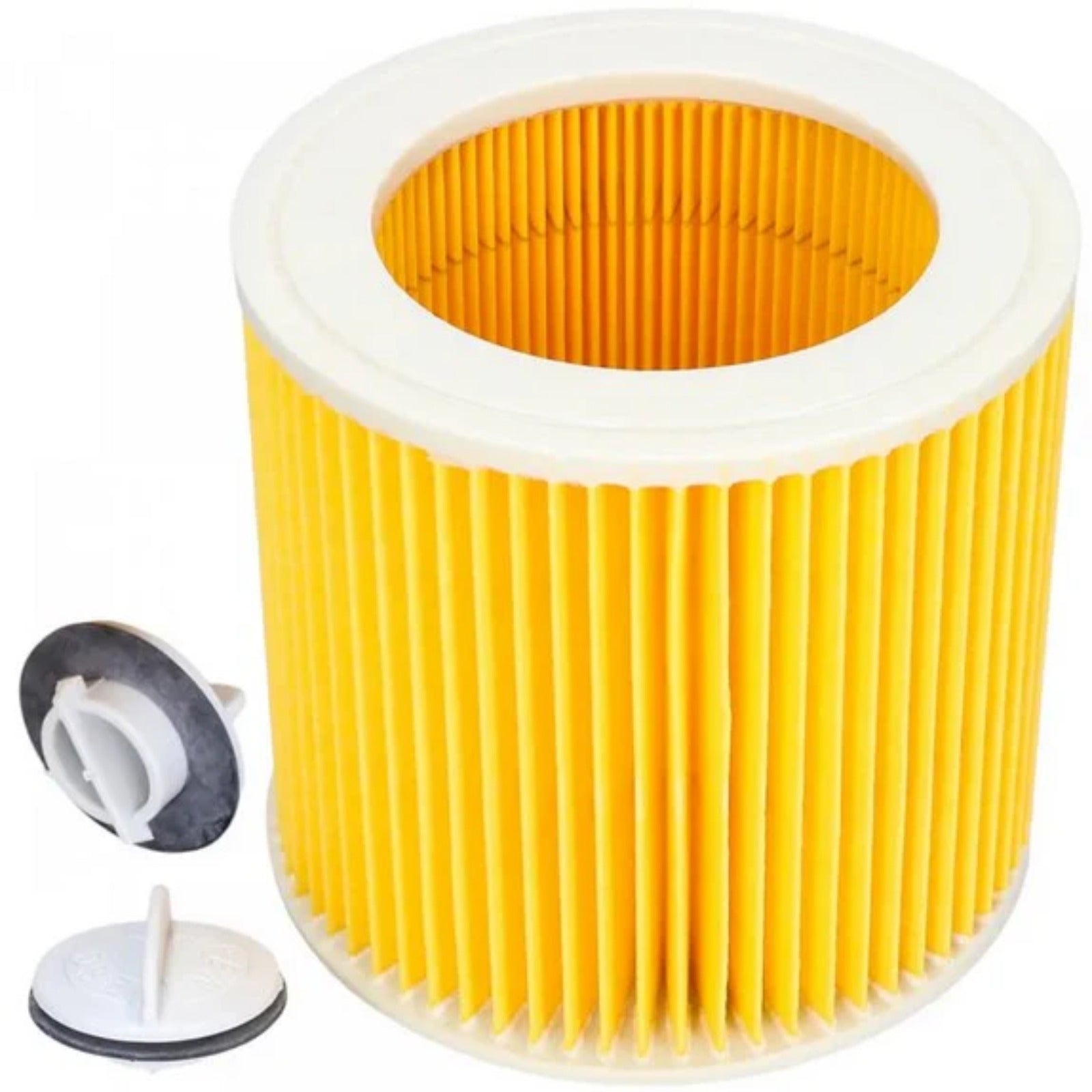Sillar Vzduchový filter kompatibilný s vysávačmi Kärcher WD 2, WD 3, náhrada 6.414-552.0 – žltý valcový plisovaný filter s vnútorným jadrom