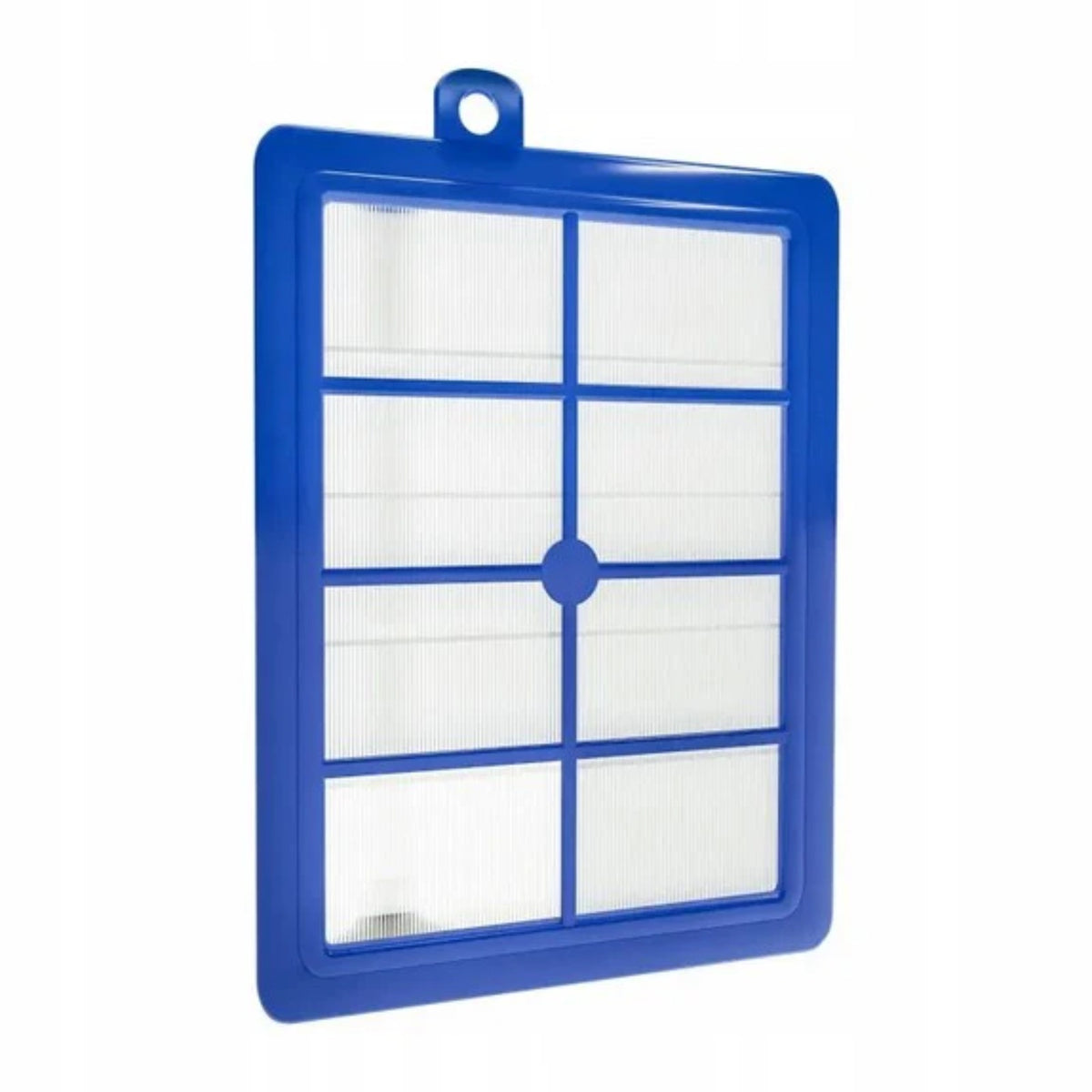 Sillar replacement HEPA filter for Electrolux EFH12 – blue plastic frame with white pleated HEPA insert and hanging hole
