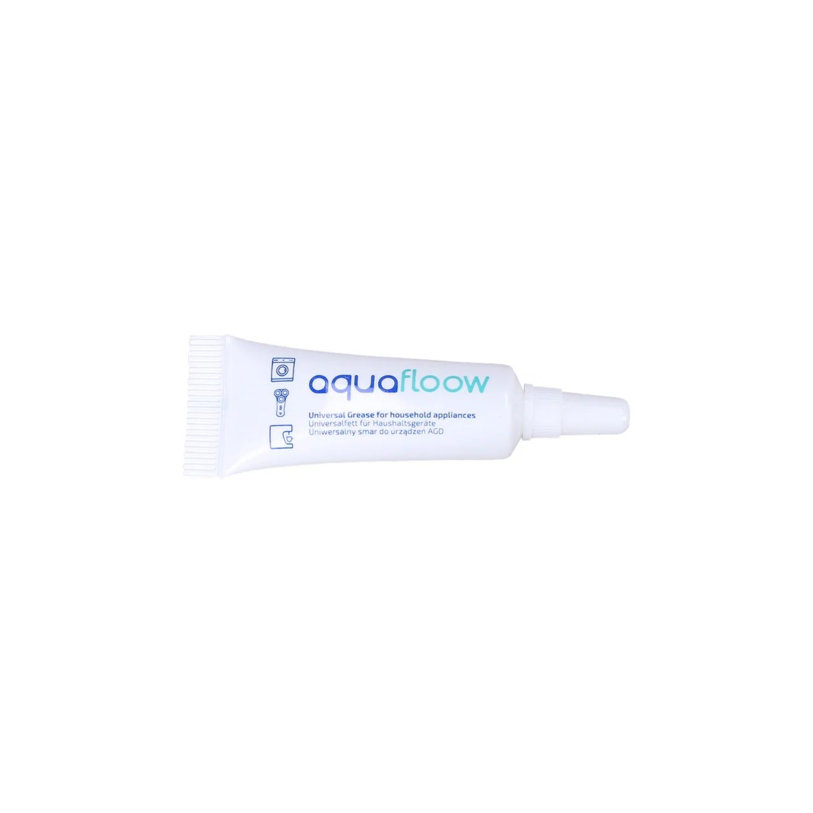 Aquafloow food-grade silicone lubricant for coffee machine maintenance (5 g) – white tube with teal logo and applicator tip on a white background