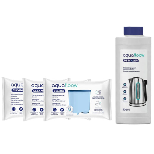 Aquafloow Liquid Descaler (500 ml) + 3x Aquafloow Cleani Water Filter (replacement for AquaClean CA6903/00 and CA6903/10 filters)