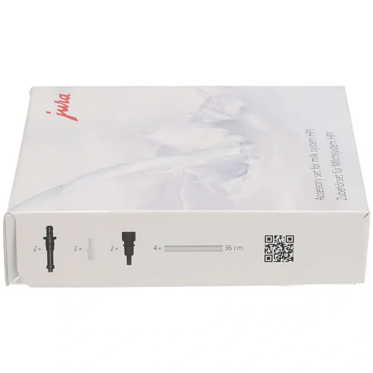 JURA milk system accessory kit HP1 (24115) – white box with red Jura logo and images of components on the side
