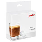 JURA WiFi Connect (24160) white product box with coffee cup and small white WiFi module on the packaging
