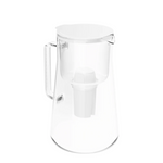 Transparent glass filter pitcher Aquafloow ClassGlass with white lid, handle and inserted filter cartridge