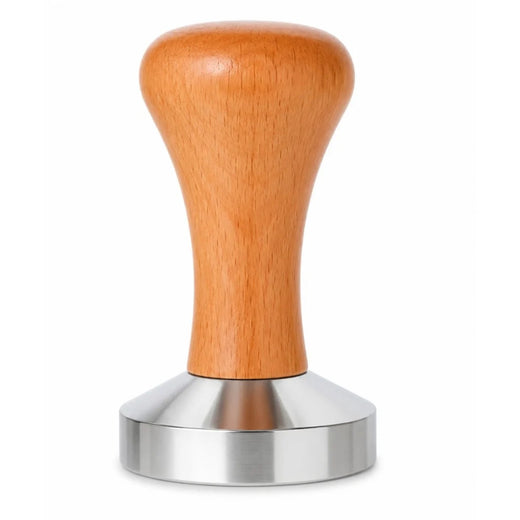 Stainless coffee tamper for portafilters 53mm - light brown