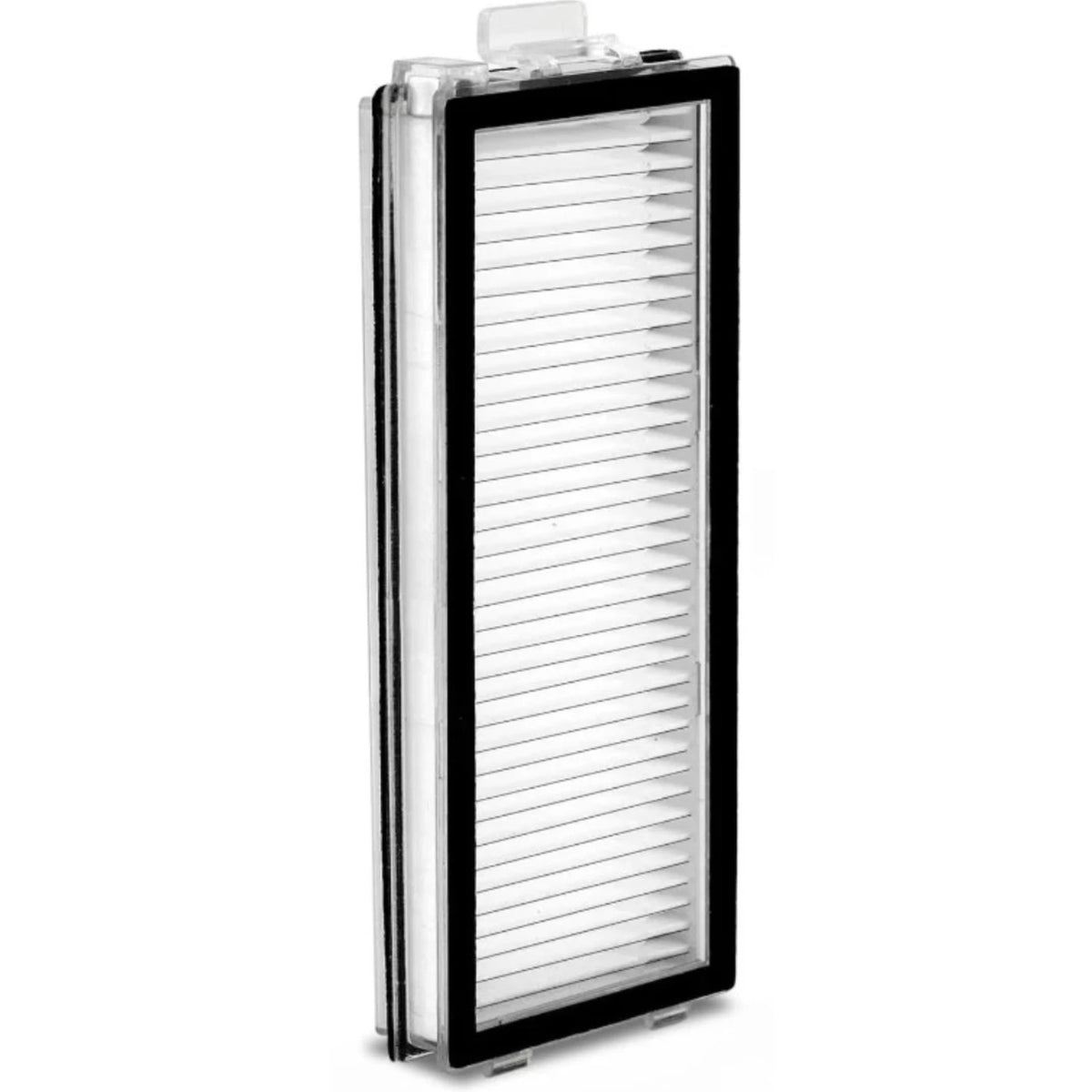 HEPA filter kompatibilný s Roborock Qrevo Curv/Edge/MaxV/P20 Pro – podlhovastý biely skladačkový filter zasadený v čiernom ráme