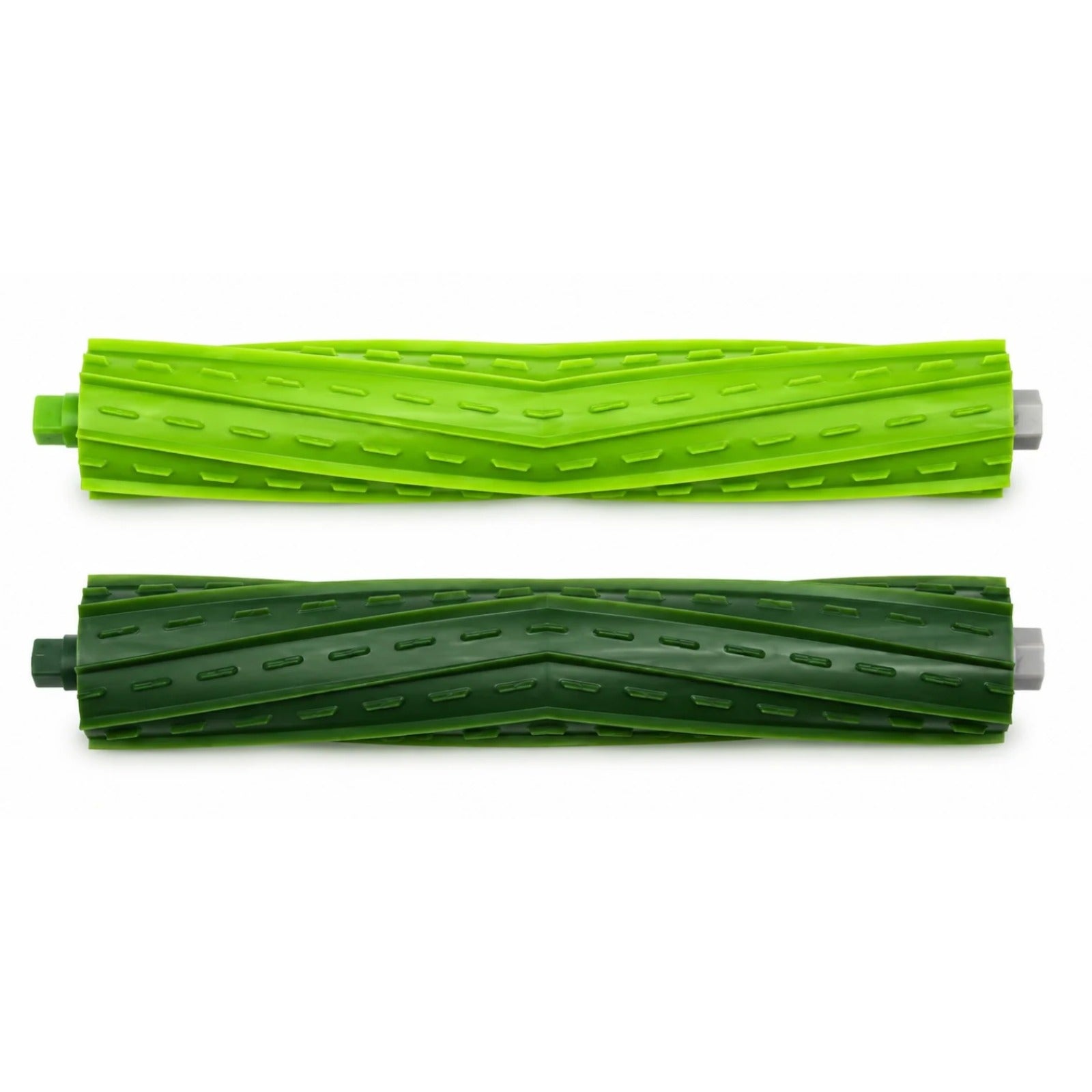 Compatible main brushes for iRobot Roomba Combo j9+, Combo j7+, i7+, i5+ – two green rubber cylindrical brush heads, front view