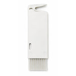 Flat 2‑in‑1 cleaning brush for robot vacuums – white plastic brush with narrow bristles and hanging hole