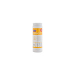 White plastic canister Urnex Grindz 430 g with yellow label for cleaning coffee grinders